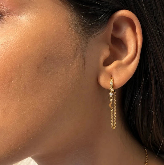 Night Sky Huggies Earrings - 18K Gold Plated