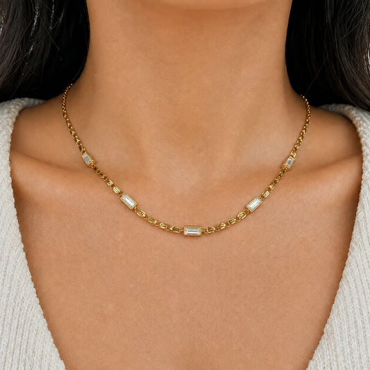 Baguette Beat Necklace - 18K Gold Plated