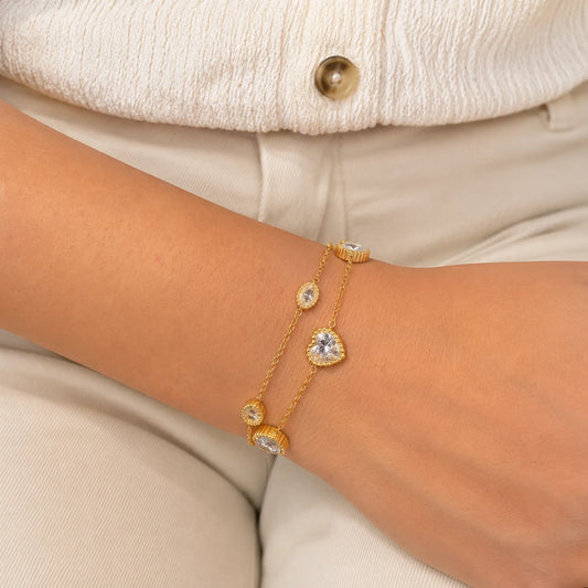 Heart's Journey Bracelet - 18K Gold Plated
