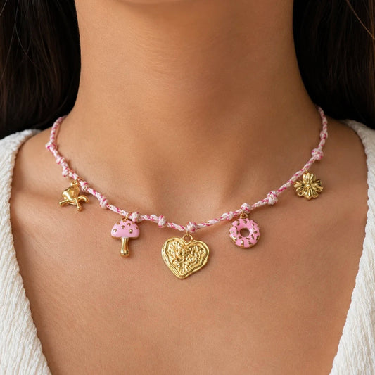Sweetheart Charm Thread Necklace