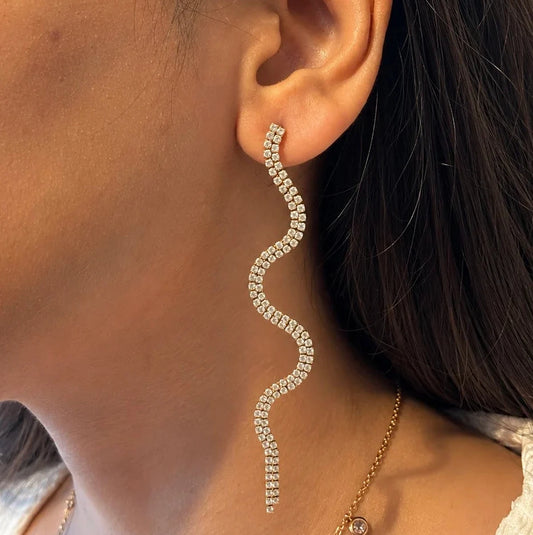 Ripple Route Dangler Earrings - 18K Gold Plated