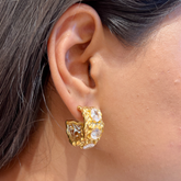 Sculpted Crystal Hoops Earrings