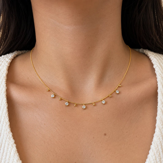 Dots and Drops Necklace - 18K Gold Plated