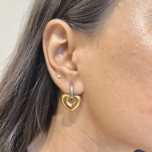 Dual Heart Earrings - 18K Gold Plated
