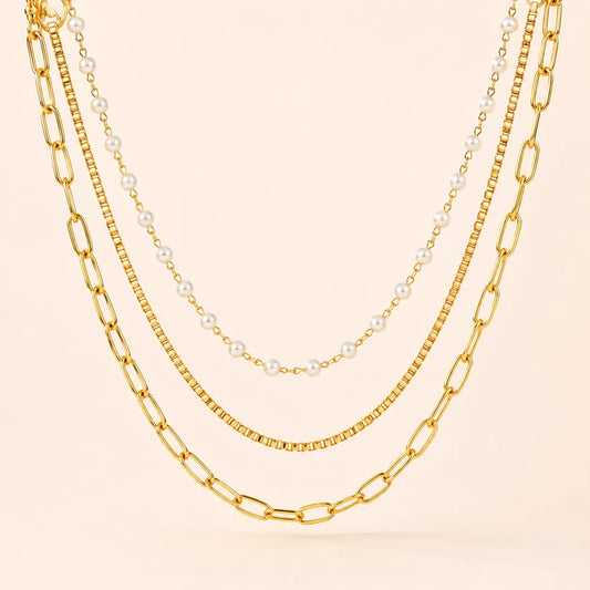 Celene Layered Necklace - 18K Gold Plated