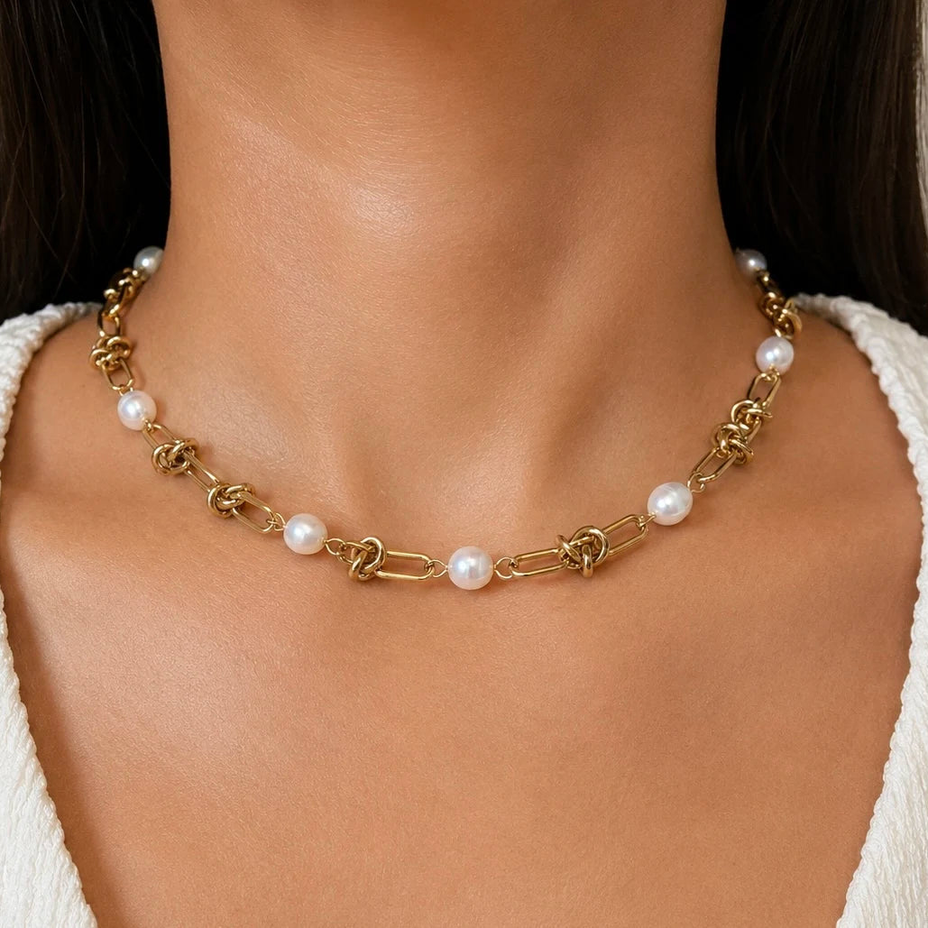 Tied in Pearl Necklace - 18K Gold Plated