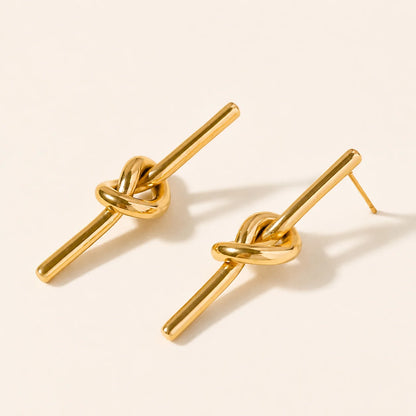 Knot Line Earrings - 18K Gold Plated