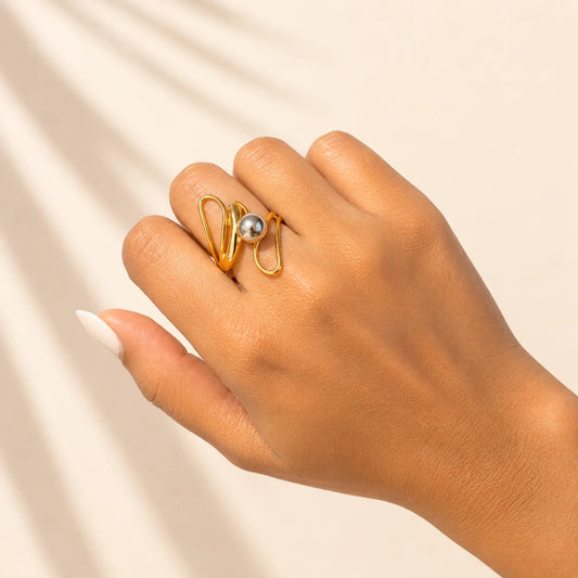 Eclipse Dual Tone Ring - 18K Gold Plated