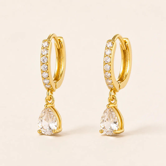 Elara Drop Hoop Earrings - 18K Gold Plated