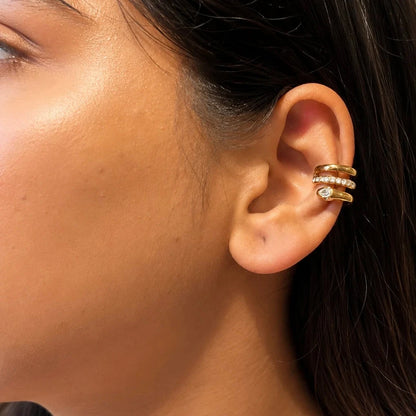 Double Orbit Ear Cuff - 18K Gold Plated