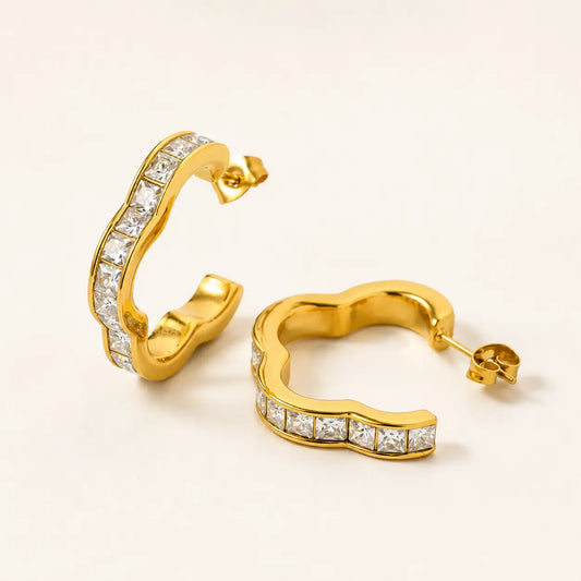 Twinkle Bites Hoops Earrings - 18K Gold Plated