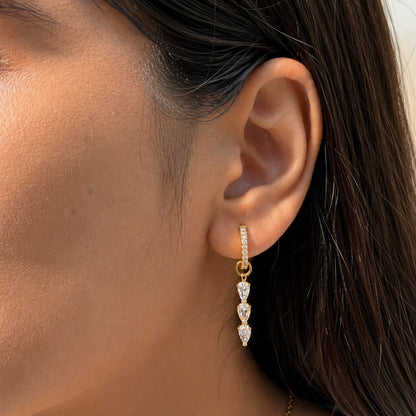Crystal Curve Hoops Earrings - 18K Gold Plated