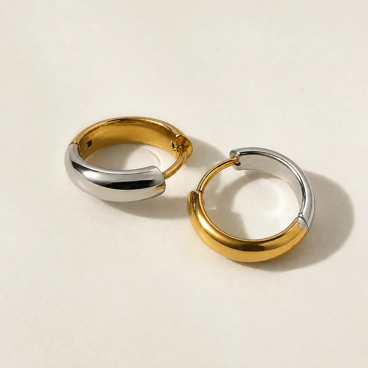 Day & Night Hoops Earrings - 18K Gold Plated