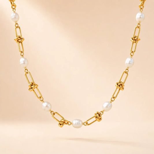 Tied in Pearl Necklace - 18K Gold Plated