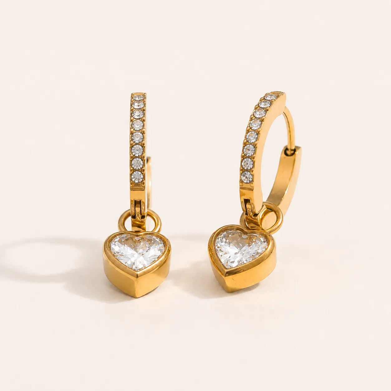 Timeless Heart Hoop Earrings - 18K Gold Plated
