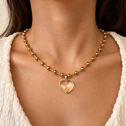 Crystal Love Necklace - 18K Gold Plated