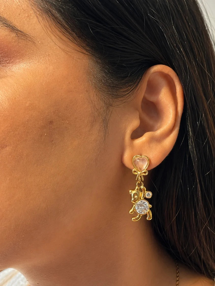 Crystal Cuddle Earrings - 18K Gold Plated