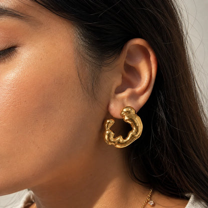 Echo Hoops Earrings - 18K Gold Plated
