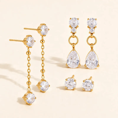 Triple Take Earring Set (Set of 3) - 18K Gold Plated