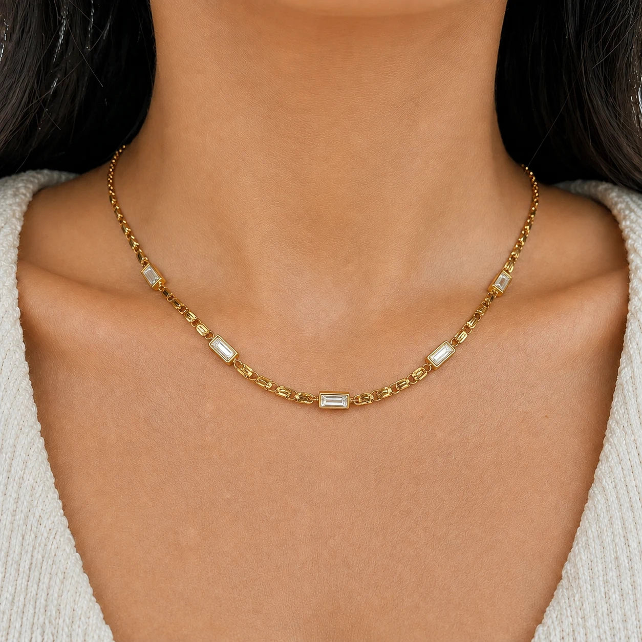 Baguette Beat Necklace - 18K Gold Plated