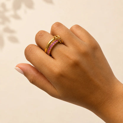 Rosé Orbit Ring - 18K Gold Plated