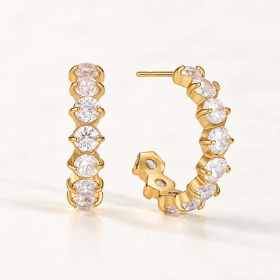 Celeste Curve Hoops - 18K Gold Plated