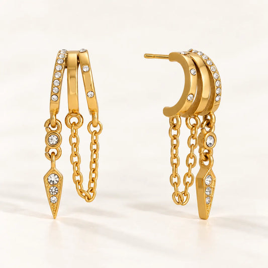 Midnight Link Earrings - 18K Gold Plated