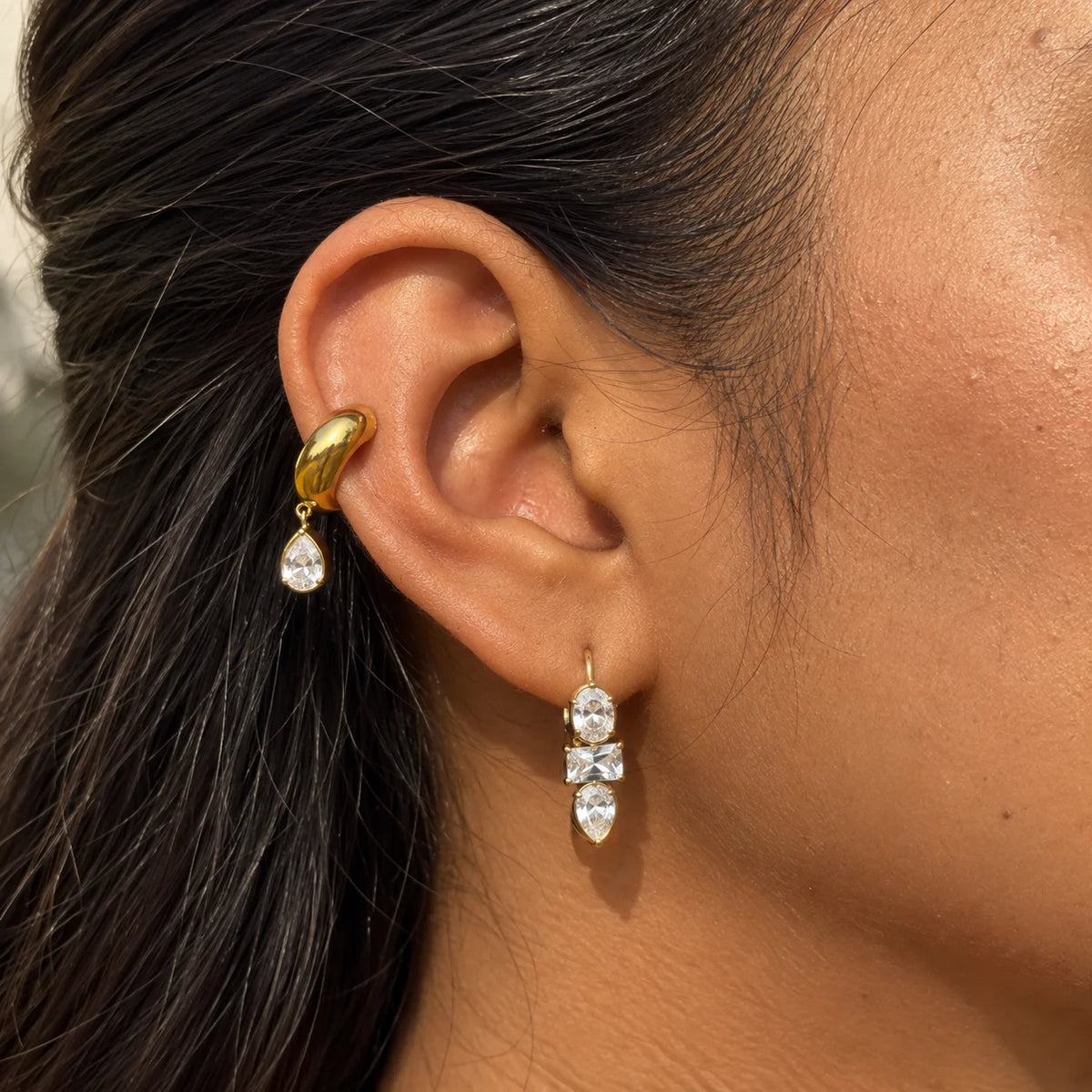 Celeste Drop Ear Cuff - 18K Gold Plated