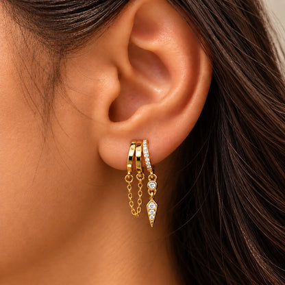 Midnight Link Earrings - 18K Gold Plated