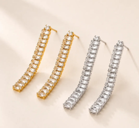 Dune Line Dangler Earrings - 18K Gold Plated