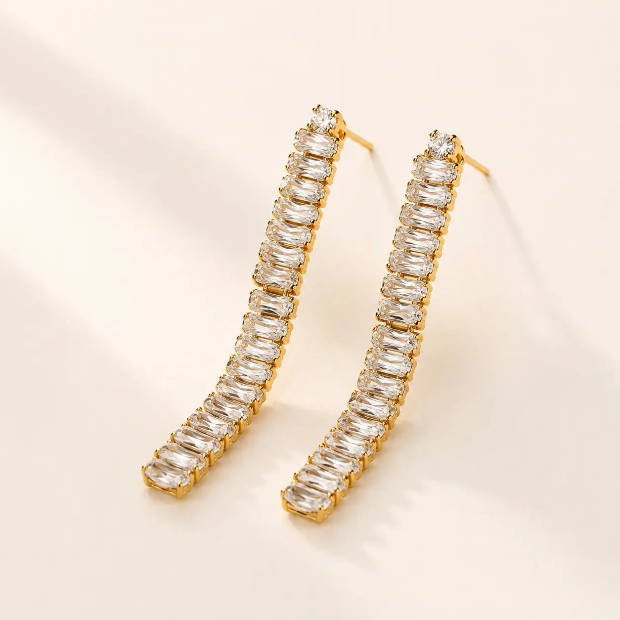 Dune Line Dangler Earrings - 18K Gold Plated