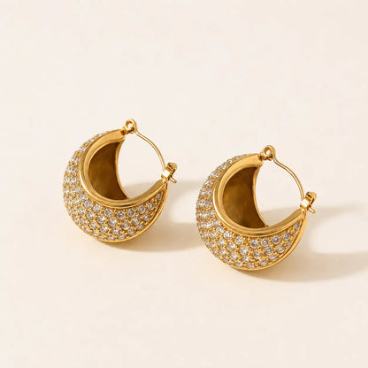 Moon Bubble Hoops Earrings - 18K Gold Plated