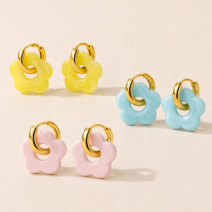Flora Drop Hoop Earrings - 18K Gold Plated