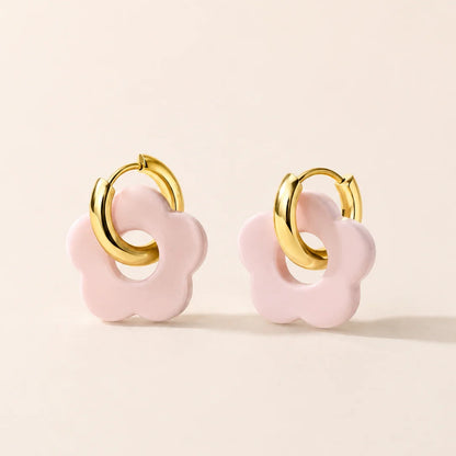 Flora Drop Hoop Earrings - 18K Gold Plated
