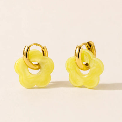 Flora Drop Hoop Earrings - 18K Gold Plated