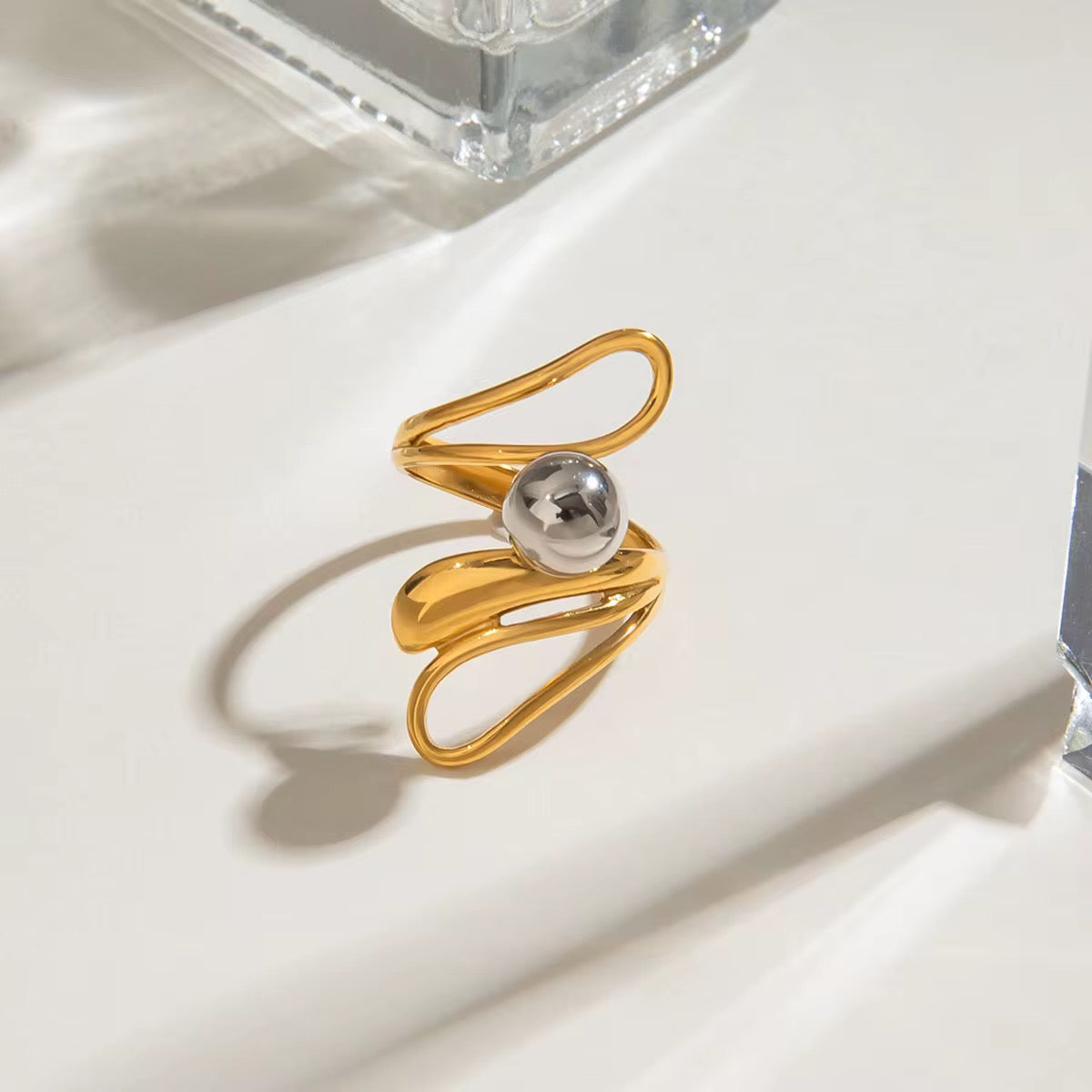 Eclipse Dual Tone Ring - 18K Gold Plated