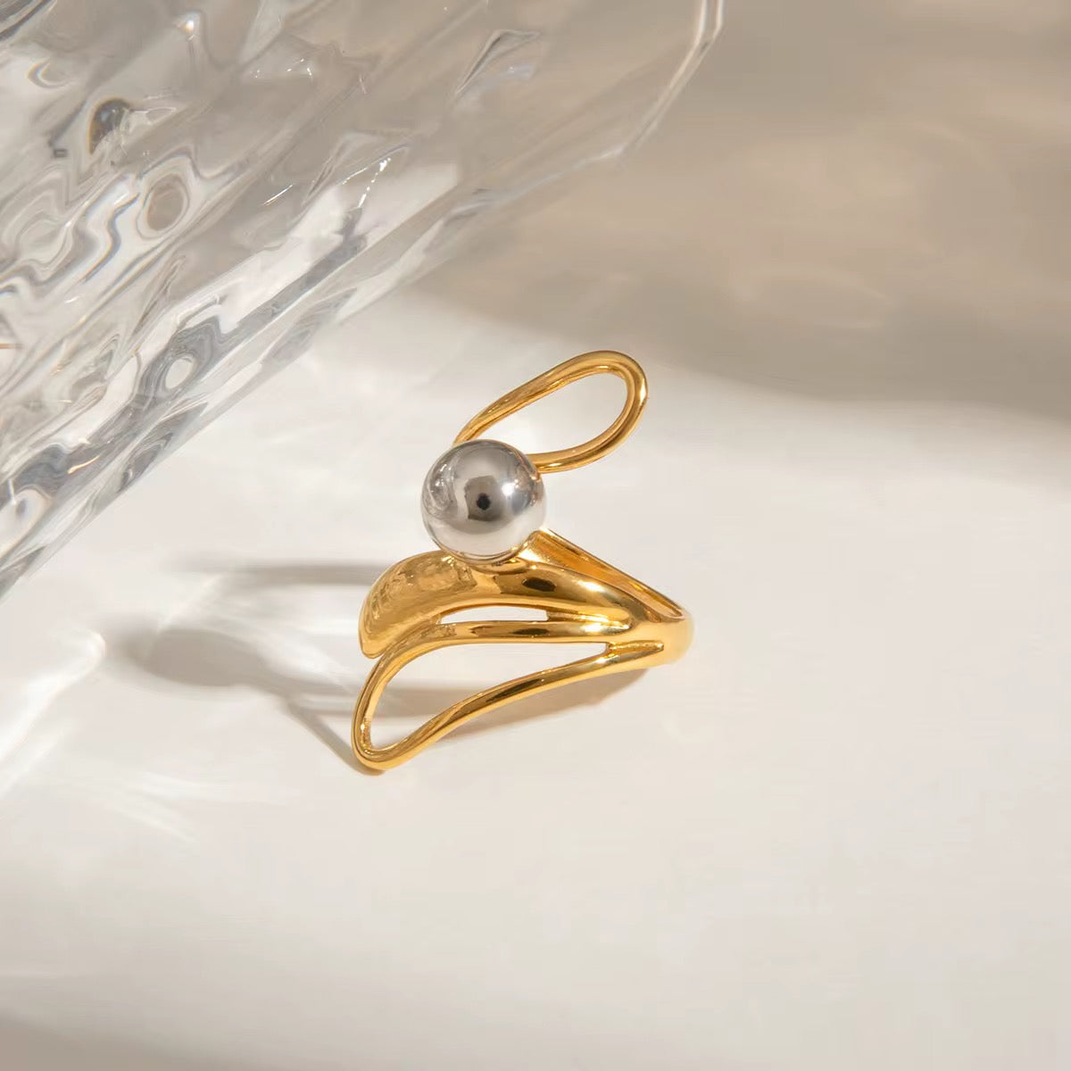 Eclipse Dual Tone Ring - 18K Gold Plated
