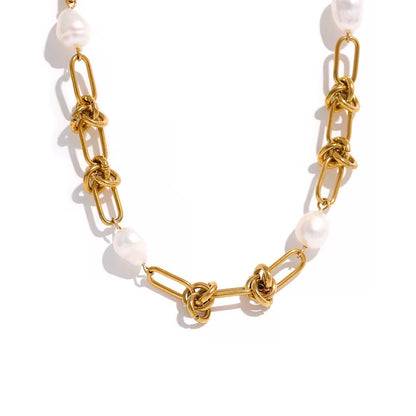 Tied in Pearl Necklace - 18K Gold Plated