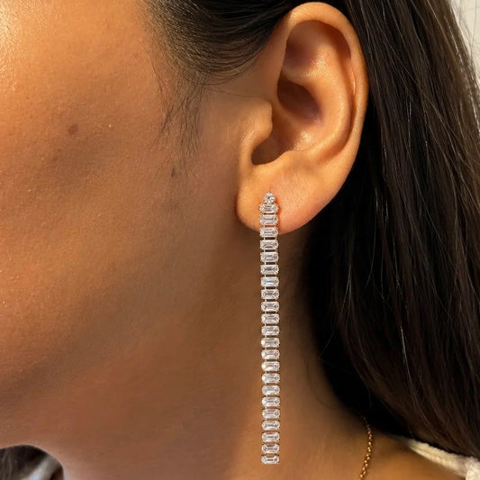 Dune Line Dangler Earrings - 18K Gold Plated