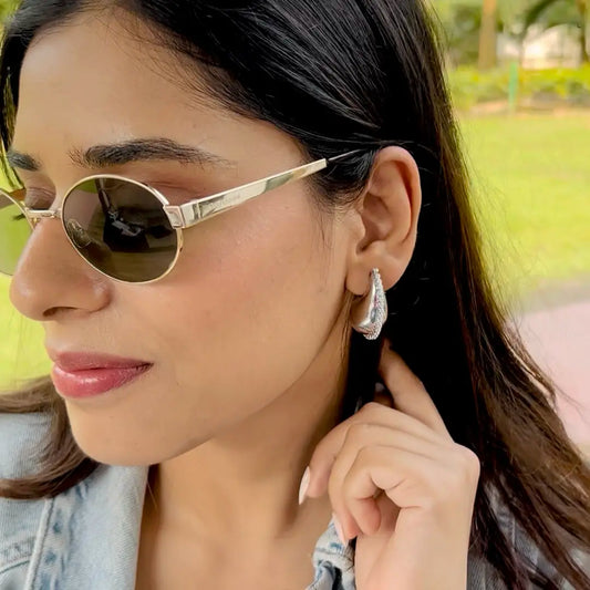 Moonlit Pave Earrings - 18K Gold Plated