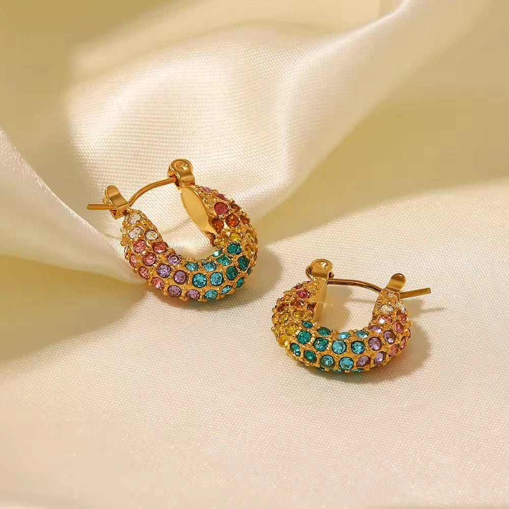 Galaxy Gleam Hoops Earrings - 18K Gold Plated