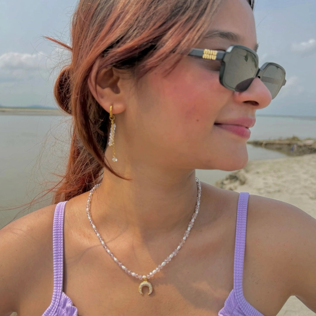 Moonblush Charm Necklace - 18K Gold Plated