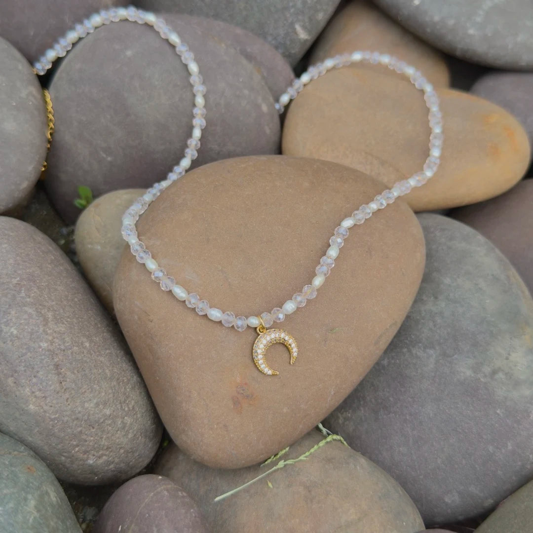 Moonblush Charm Necklace - 18K Gold Plated