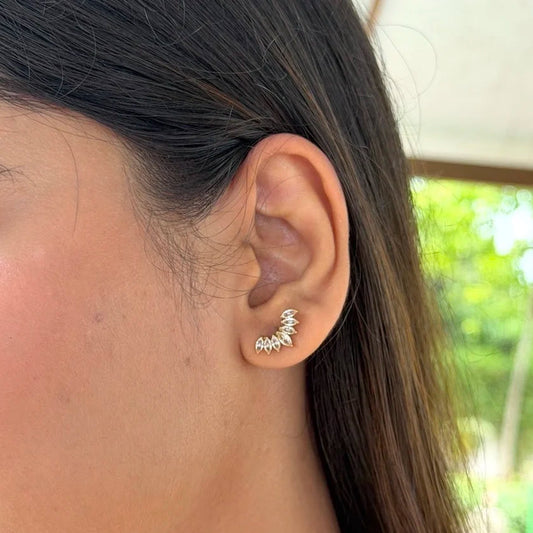 Crystal Fern Studs - 18K Gold Plated