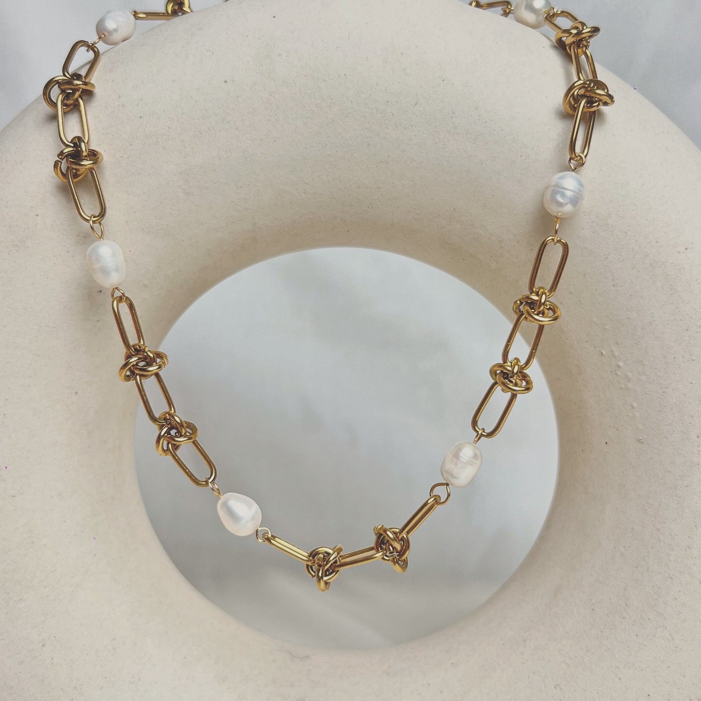 Tied in Pearl Necklace - 18K Gold Plated