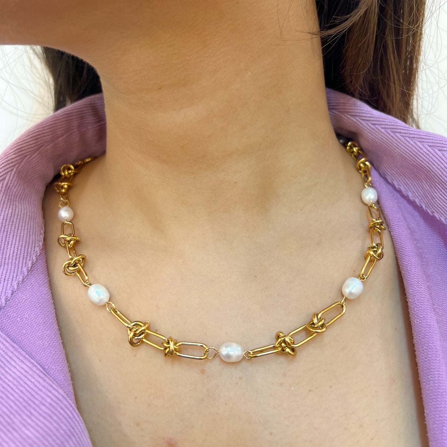 Tied in Pearl Necklace - 18K Gold Plated