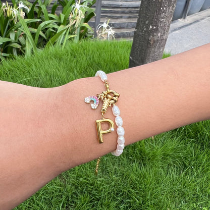 Initial Bond - Pearl Bracelet - 18K Gold Plated