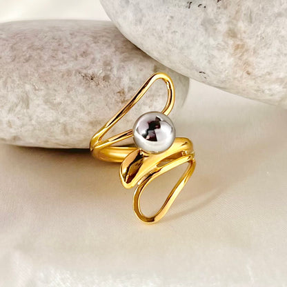 Eclipse Dual Tone Ring - 18K Gold Plated
