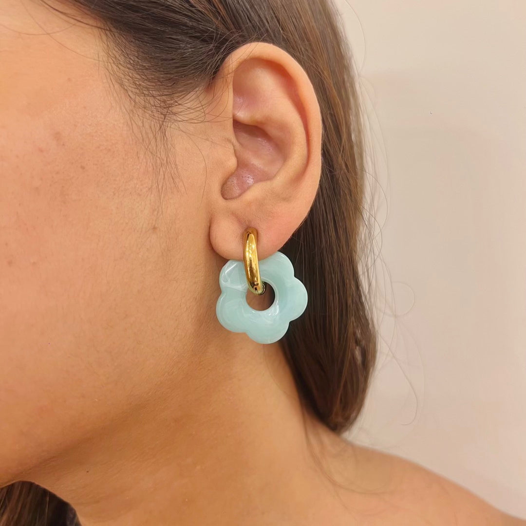 Flora Drop Hoop Earrings