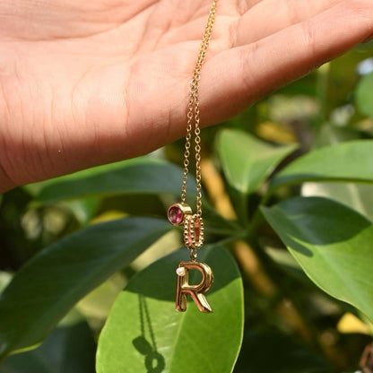Initial Bloom Birthstone Necklace
